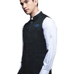 manyavar Textured Nehru Jacket with Welt Pockets-picture-21