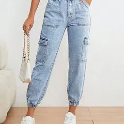 avanova Women High-Rise Lightly Washed Cargo Jeans-picture-20