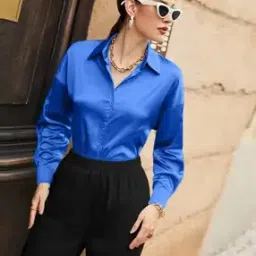 popwings Women Relaxed Fit Shirt with Spread Collar-picture-15