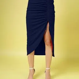 oomph! Women Ruched High-Rise Pencil Skirt-picture-12