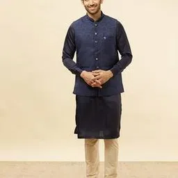 manyavar Men Regular Fit Nehru Jacket with Woven Motifs-picture-21