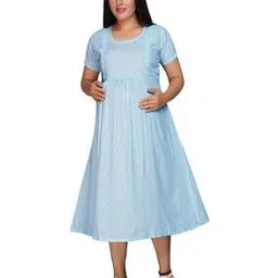 mamma's maternity Micro Print Round-Neck Fit & Flare Dress-picture-49