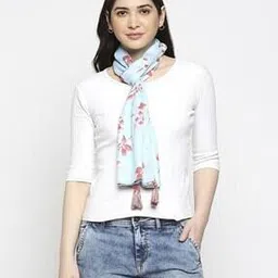 belleziya Women Floral Print Scarf with Tassels-picture-18
