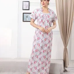 easy mom Women Floral Print Square-Neck Nightie-picture-52