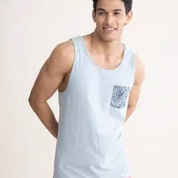 damensch Cotton Regular Fit Pocket Print Tank Top-picture-50