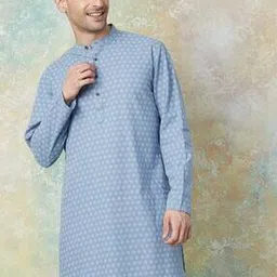 Men Geometric Print Regular Fit Long Kurta-image-28