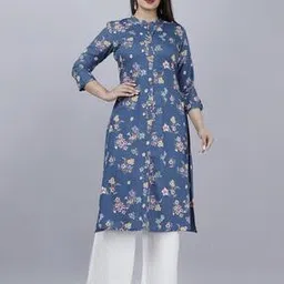 mauka Floral Print Straight Kurta Set-picture-40