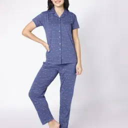 beebelle Women Printed Shirt & Pyjama Nightwear Set-picture-21