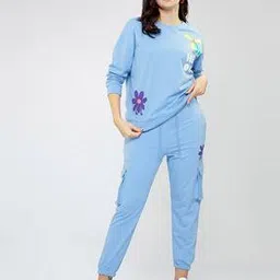 zeyo Women Typographic Print Sweatshirt & Joggers Set-picture-20