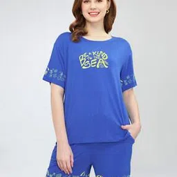 zeyo Women Typographic Print T-Shirt & Shorts Set-picture-49