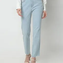 vero moda Women Heavily Washed Straight Fit Jeans-picture-35