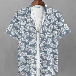 bullmer Men Leaf Print Regular Fit Shirt-picture-53
