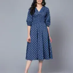 bani women Printed V-Neck Fit & Flare Dress-picture-35