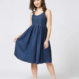 cefalu Women Micro Print Fit & Flare Dress-picture-10