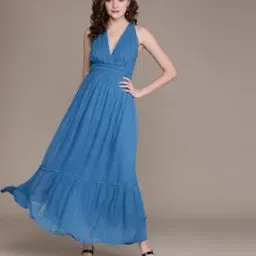 label ritu kumar V-Neck Sleeveless Long A-Line Dress-picture-15