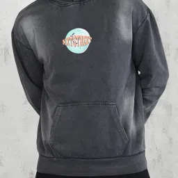 Shein Drop Shoulder Typographic Chest Print Washed Hoodie image 1