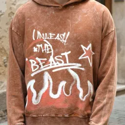 Shein Drop Shoulder Front Typographic Print Hoodie image 1