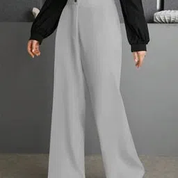 Women Relaxed Fit Pants with Fly Button Closure -image-64