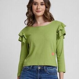 spykar Women Ribbed Relaxed Fit Top-picture-26