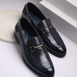 House of Pataudi Men Textured Slip On Formal Loafers-picture-49