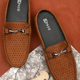 El Paso Men Tan Textured Loafers-image-27