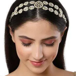 karatcart Gold-Plated Drop Kundan Studded Hairband-picture-48
