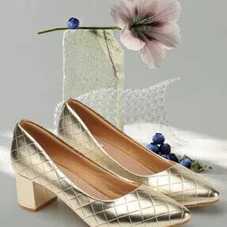 elle Women Checked Chunky Heeled Pumps-picture-49
