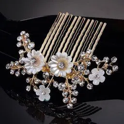 panash Stone-Studded Floral Shaped Comb Hair Pin-picture-19