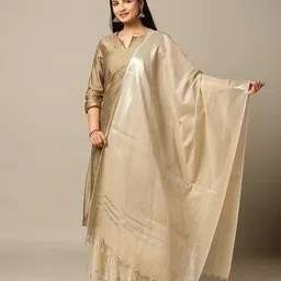 avaasa mix n' match Women Zari Woven Dupatta with Tasseled Hem-picture-21