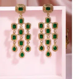 rubans Women Studded Chandelier Drop Earrings image 1