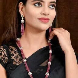 silvermerc designs Gold-Plated Pearl-Studded Necklace & Earrings Set-picture-12