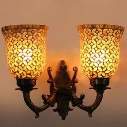 Set of 2 LED Compactable Metal & Glass Wall Lamps-image-32
