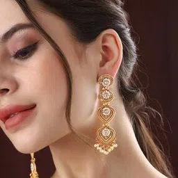 priyaasi Women Gold-Plated Stone-Studded Dangler Earrings-picture-46