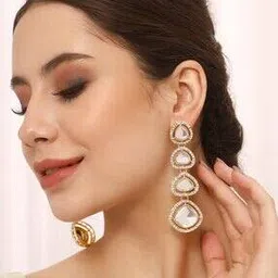 priyaasi Women Gold-Plated Kundan-Studded Drop Earrings-picture-53