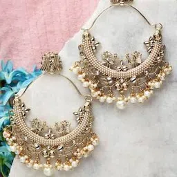 karatcart Embellished Kundan-Studded & Pearl Chandbali Earrings-picture-39