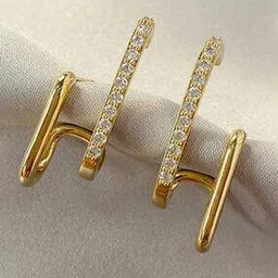 shining diva Women Gold-Plated Cubic Zirconia-Studded Ear Cuffs-picture-47