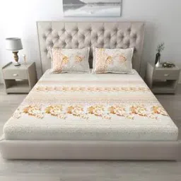 186 TC Floral Print King-Size Bedsheet with Pillow Covers-image-38
