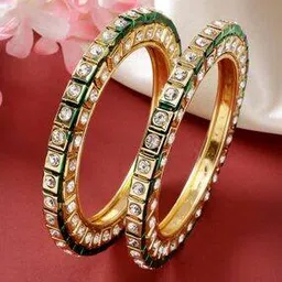 nvr Women Set of 2 Gold-Plated Kundan-Studded Bangles-picture-37