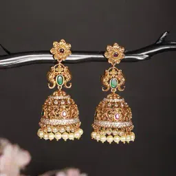 saraf rs jewellery Women Gold-Plated Stone-Studded Earrings image 1