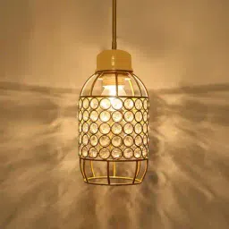 homesake Glossy Golden Crystal hanging light Half Capsule Decorative Lights image 1