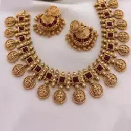 alyesha Gold-Plated Haram Necklace & Earrings Set-picture-15