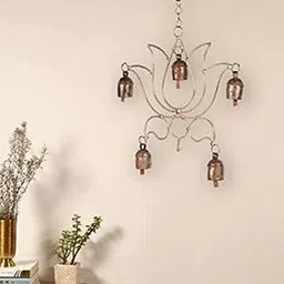 unravel india Lotus Shaper Bells Antique Finished Wind Chime-picture-43