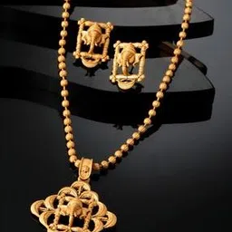 panash Women Gold-Plated Stone-Studded Necklace & Earrings Set-picture-20