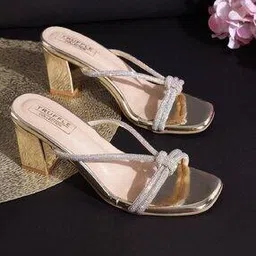 truffle collection Women Embellished Chunky Heeled Sandals-picture-15