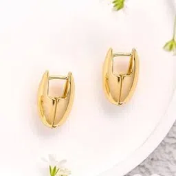 Women Gold-Plated Radiant Essence Huggie Earrings-image-10