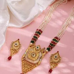 panash Women Gold-Plated Stone-Studded Necklace & Earrings Set-picture-19