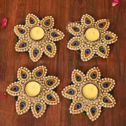 aapno rajasthan Set of 4 Peacock Motif Candles -picture-12
