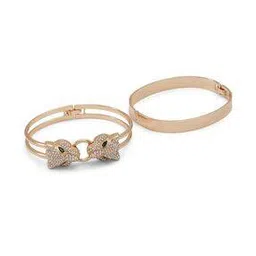 aldo Women Set of 2 Gold-Plated Stone-Studded Pearl-Beaded Link Bracelets-picture-28