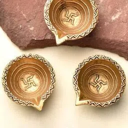 indian shelf Set of 3 Brass Oil Lamp Diya-picture-15