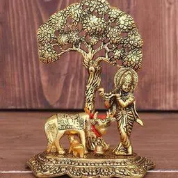 navyaksh Metal Krishan with Cow Idol Showpiece-picture-30